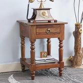 ONIJA Solid Sheesham Wood Bedside Table for Bedroom | Wooden Bed Side Nightstand Lamp Table with Drawer & Open Shelf Storage for Home & Hotels | Sofa Table | Sheesham Wood, Natural Finish